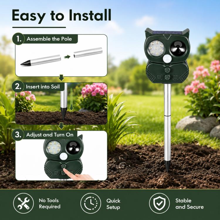 Five-Speed Tuning + Voice-Activated Ultrasonic Solar-Powered Animal Repeller(704) - Image 8