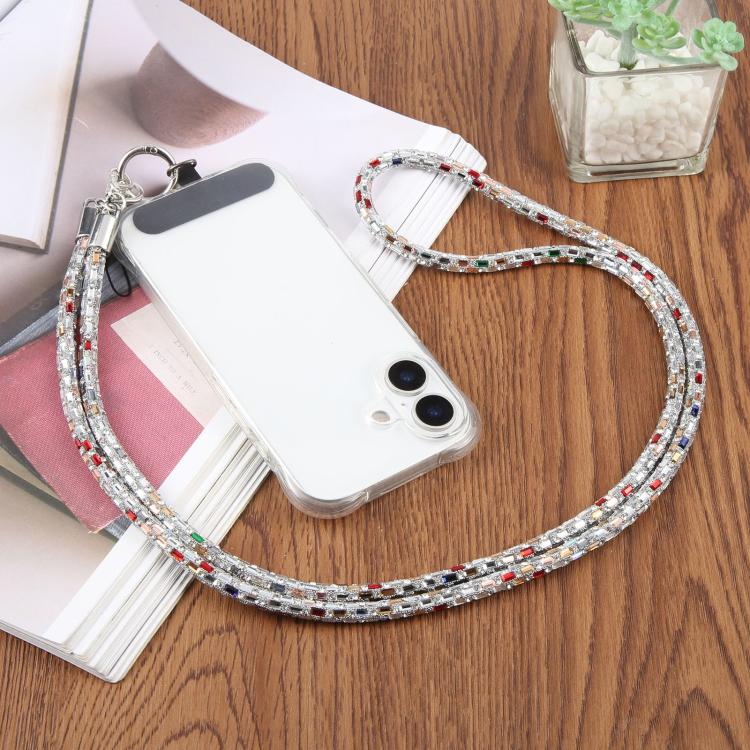 Flashing Square Phone Long Lanyard with Pad(Silver Multicolor) - Image 7