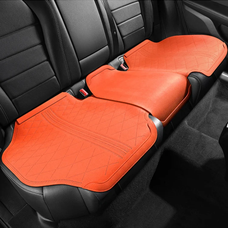 Flip-fur Car Cushion Breathable Ventilation Cushion for Four Seasons, Style: Long Rear Cushion(Orange)