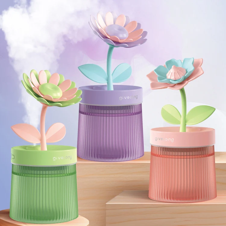 Flower Spray Hhydrating Colorful Atmosphere Light USB Aromatherapy Humidifier, Color: Sunflower Green - Image 9