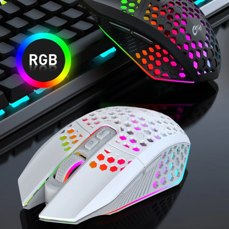 FMOUSE  X801 8 Keys 1600DPI Hollow Luminous Gaming  Office Mouse,Style: Black Wired - Image 2