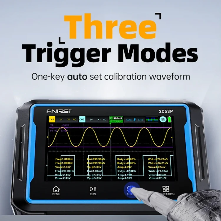 FNIRSI 2C53P Dual Channel Flat Panel Digital Oscilloscope Multimeter Signal Generator 3 In 1(Black) - Image 9