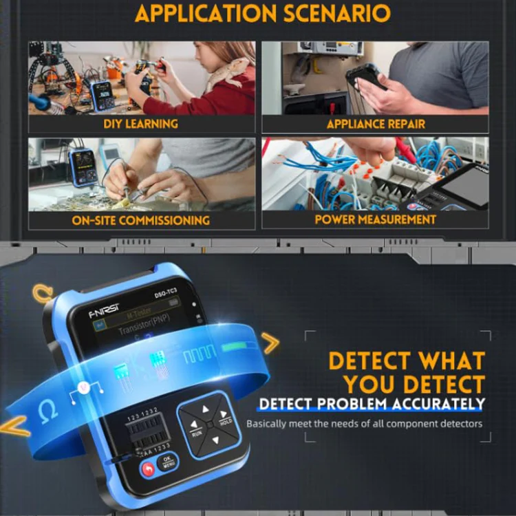 FNIRSI 3 In 1 Handheld Digital Oscilloscope LCR Transistor Tester, Specification: Upgrade - Image 5
