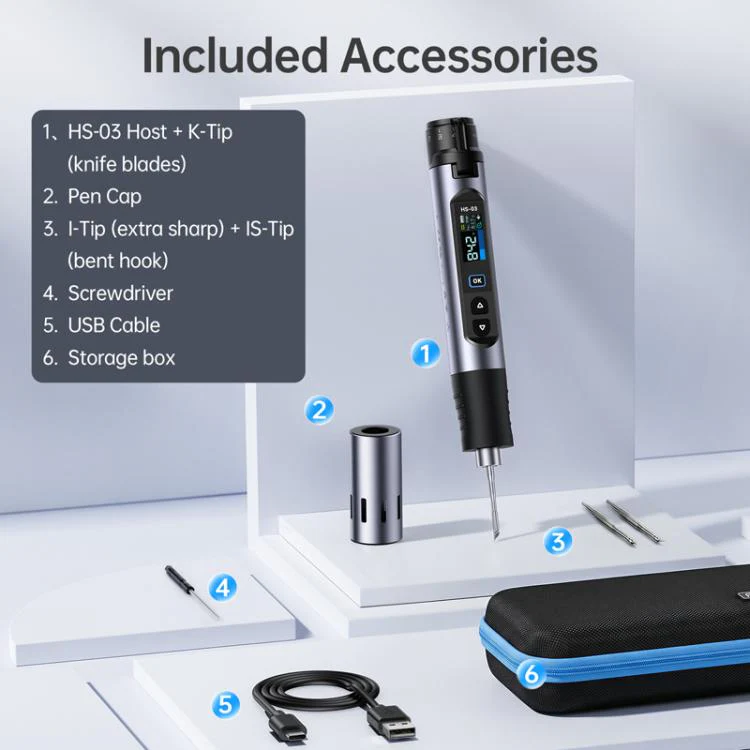 FNIRSI HS-03 0.96 Inch Screen Wireless Constant Temperature Electric Soldering Iron Mini Repair Soldering Iron Tool Kit - Image 12