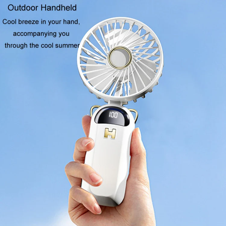 Foldable Digital Display USB Charging Fan Handheld Mute Hanging Neck Outdoor Small Fan(Green) - Image 10
