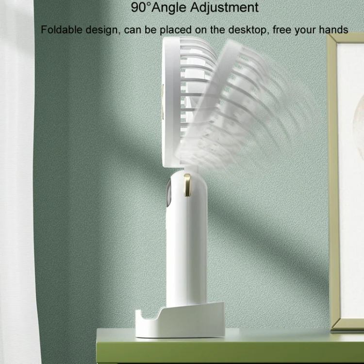 Foldable Digital Display USB Charging Fan Handheld Mute Hanging Neck Outdoor Small Fan(Green) - Image 7