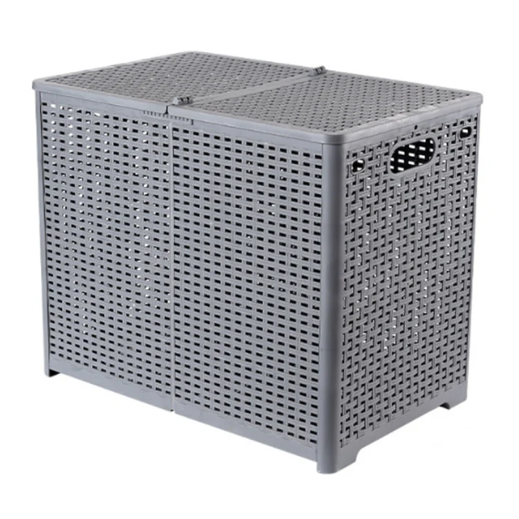 Foldable Dirty Clothes Basket Wall Mounted Bathroom Dirty Clothes Storage Frame Plastic Laundry Basket, Specification: Extra Large Gray