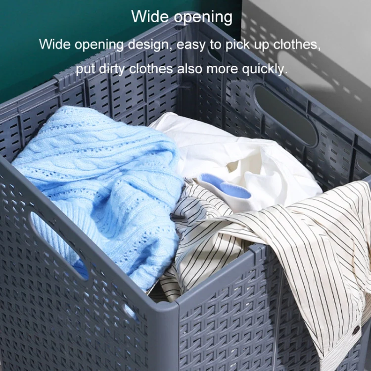 Foldable Dirty Clothes Basket Wall Mounted Bathroom Dirty Clothes Storage Frame Plastic Laundry Basket, Specification: Extra Large Gray - Image 5