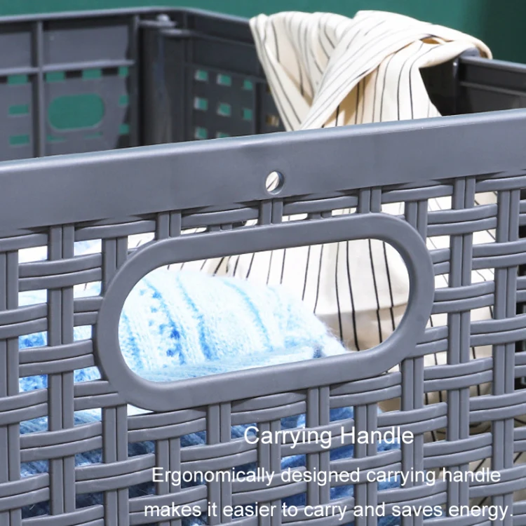 Foldable Dirty Clothes Basket Wall Mounted Bathroom Dirty Clothes Storage Frame Plastic Laundry Basket, Specification: Extra Large Gray - Image 7