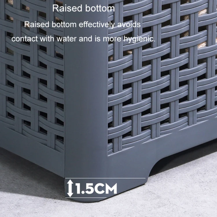 Foldable Dirty Clothes Basket Wall Mounted Bathroom Dirty Clothes Storage Frame Plastic Laundry Basket, Specification: Extra Large Gray - Image 8