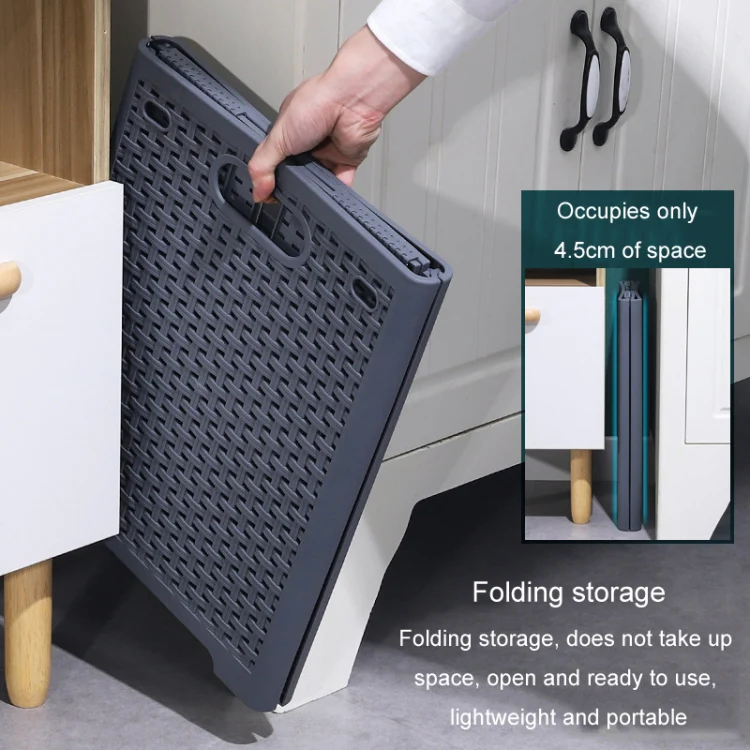 Foldable Dirty Clothes Basket Wall Mounted Bathroom Dirty Clothes Storage Frame Plastic Laundry Basket, Specification: Extra Large Gray - Image 9