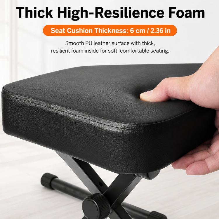 Foldable Portable Height-Adjustable Single X-Shaped Piano Stool - Image 6