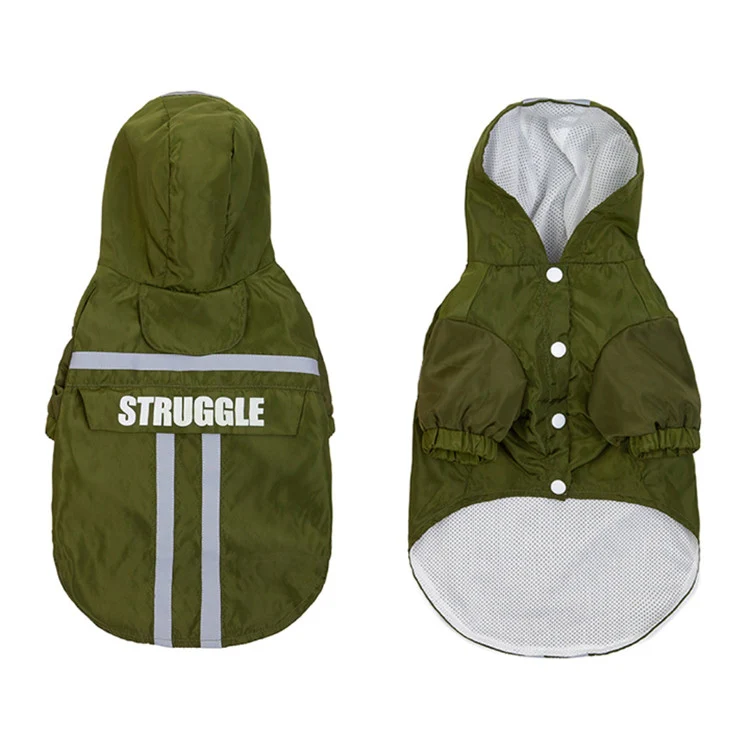 Foldable Reflective Stripe Hooded Pet Raincoat Dog Waterproof Clothing, Size:M(Dark Green) - Image 2