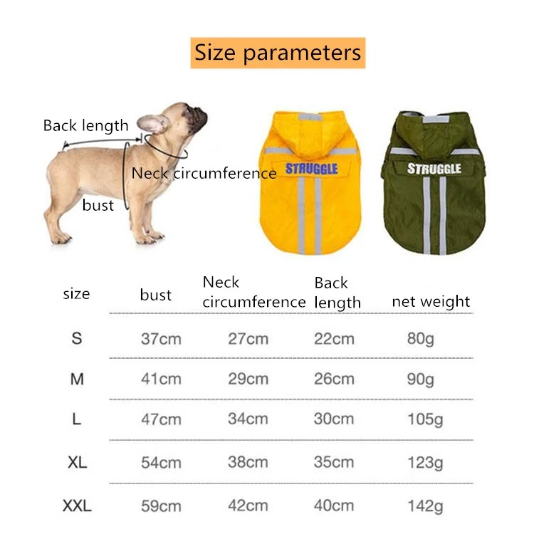 Foldable Reflective Stripe Hooded Pet Raincoat Dog Waterproof Clothing, Size:S(Fluorescent Yellow) - Image 7