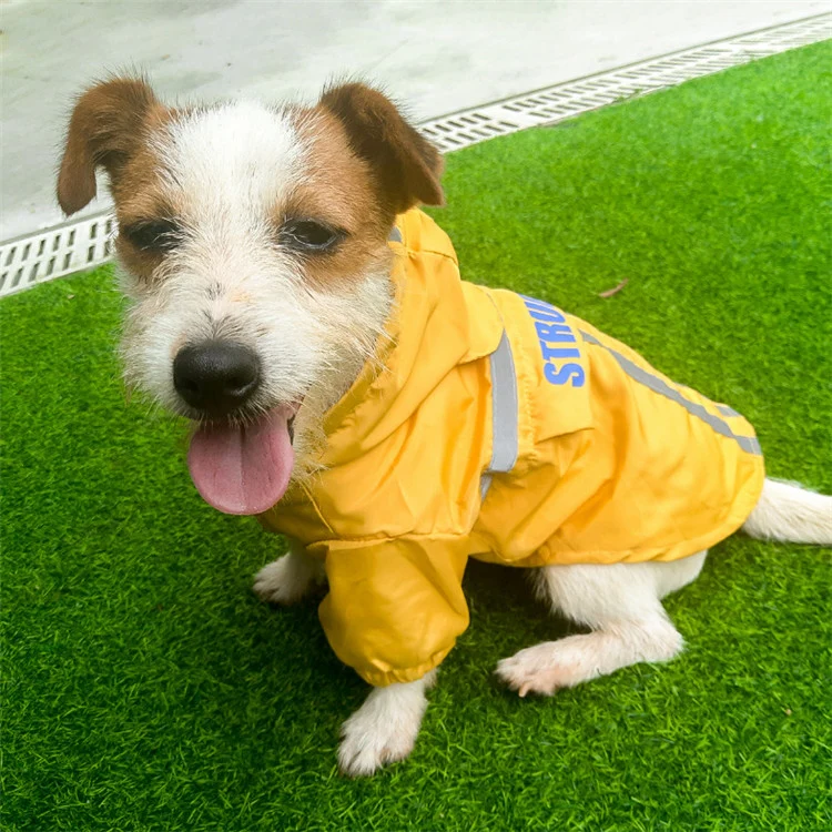 Foldable Reflective Stripe Hooded Pet Raincoat Dog Waterproof Clothing, Size:XL(Fluorescent Yellow) - Image 3