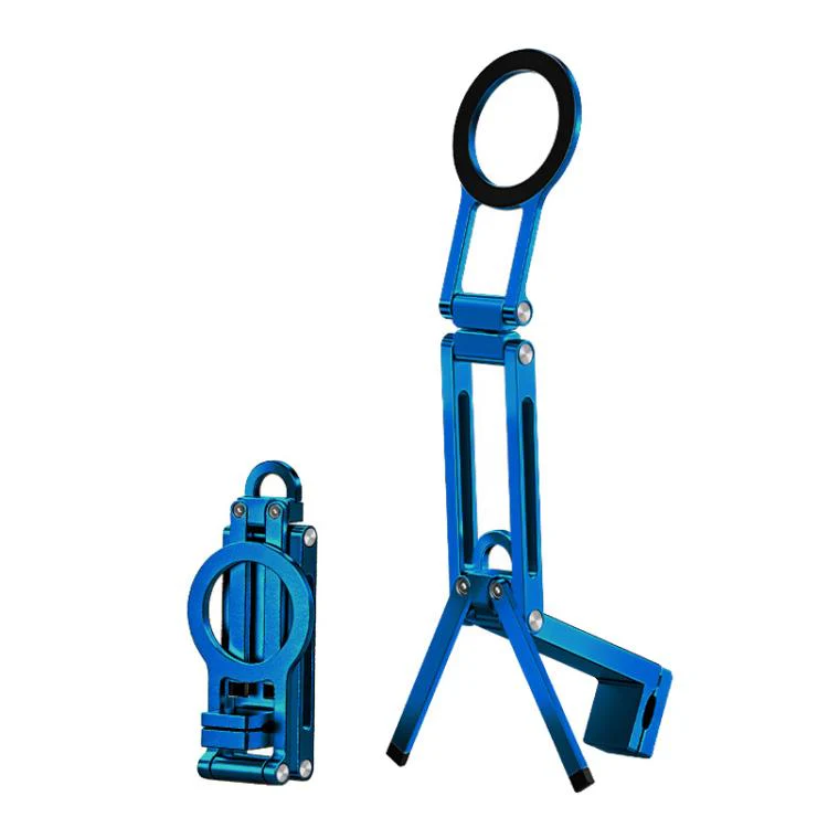 Foldable Ultra-Thin Desktop Phone Magnetic Stand Portable Tripod Phone Mount(Blue)