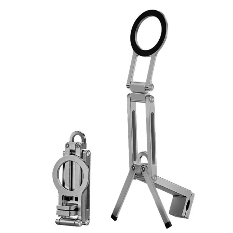 Foldable Ultra-Thin Desktop Phone Magnetic Stand Portable Tripod Phone Mount(Gray)