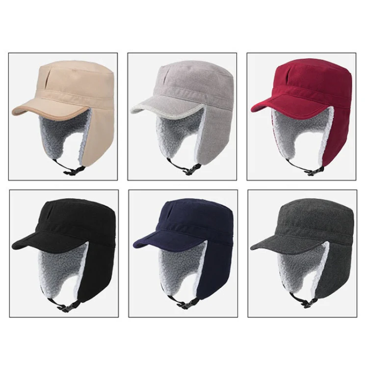Foldable Warm Lamb Down Thickened Windproof Duck Tongue Hat, Style: Men (Black) - Image 2