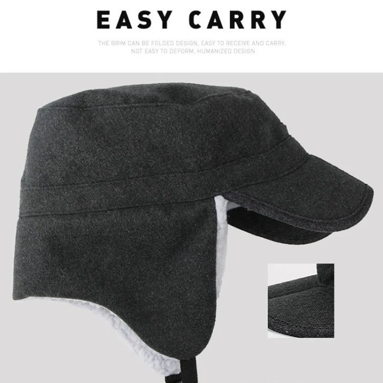 Foldable Warm Lamb Down Thickened Windproof Duck Tongue Hat, Style: Men (Royal Blue) - Image 5