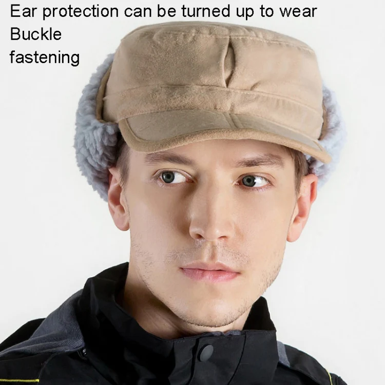 Foldable Warm Lamb Down Thickened Windproof Duck Tongue Hat, Style: Men (Royal Blue) - Image 8