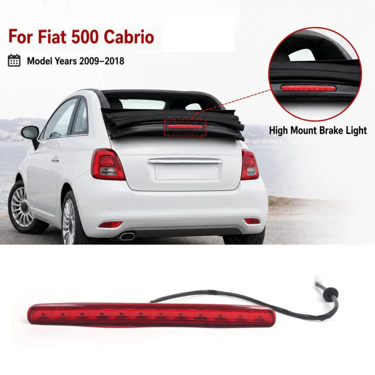 For 2009-2018 Fiat 500 Convertible High-Mount Brake Light 77365246 / 68140780AA(Red)