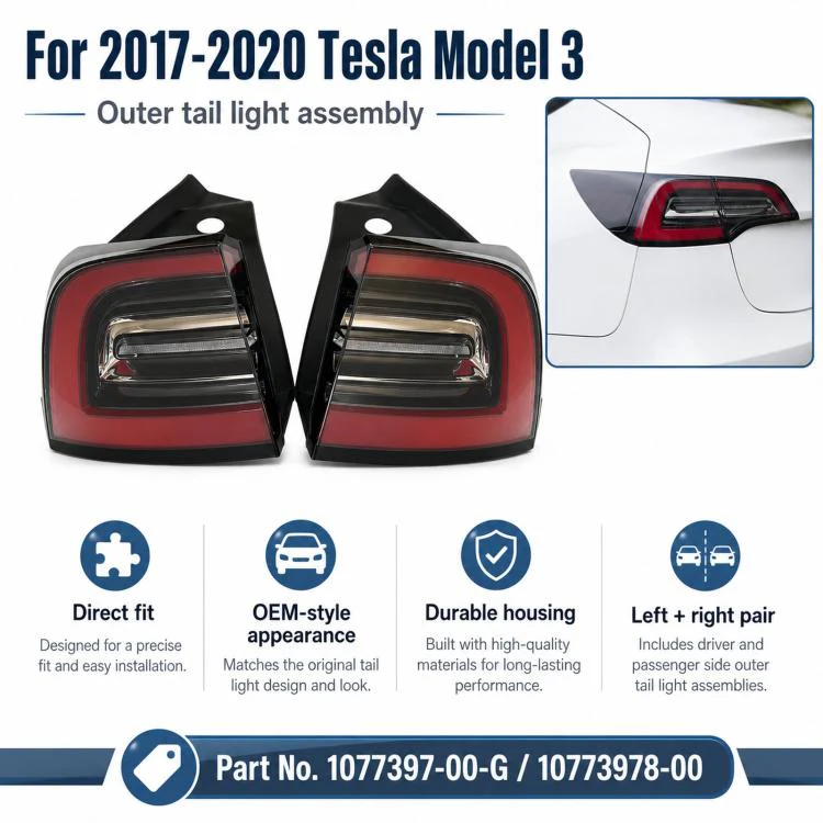 For 2017-2020 Tesla Model 3 Taillight 31077397-00-G / 10773978-00(Left) - Image 5
