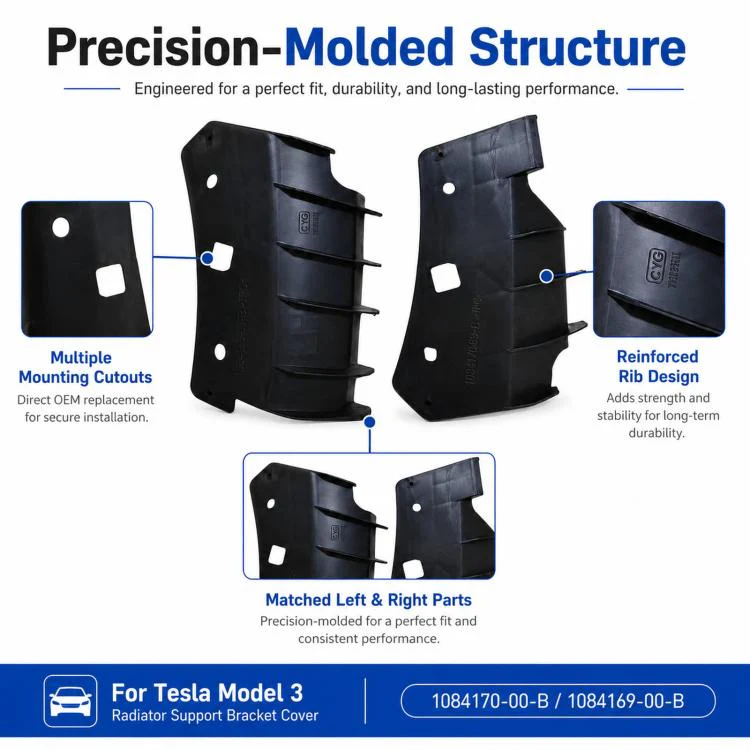 For 2017-2023 Tesla Model 3 Radiator Bracket Cover Plate 31084170-00-B / 1084169-00-B(Right) - Image 4