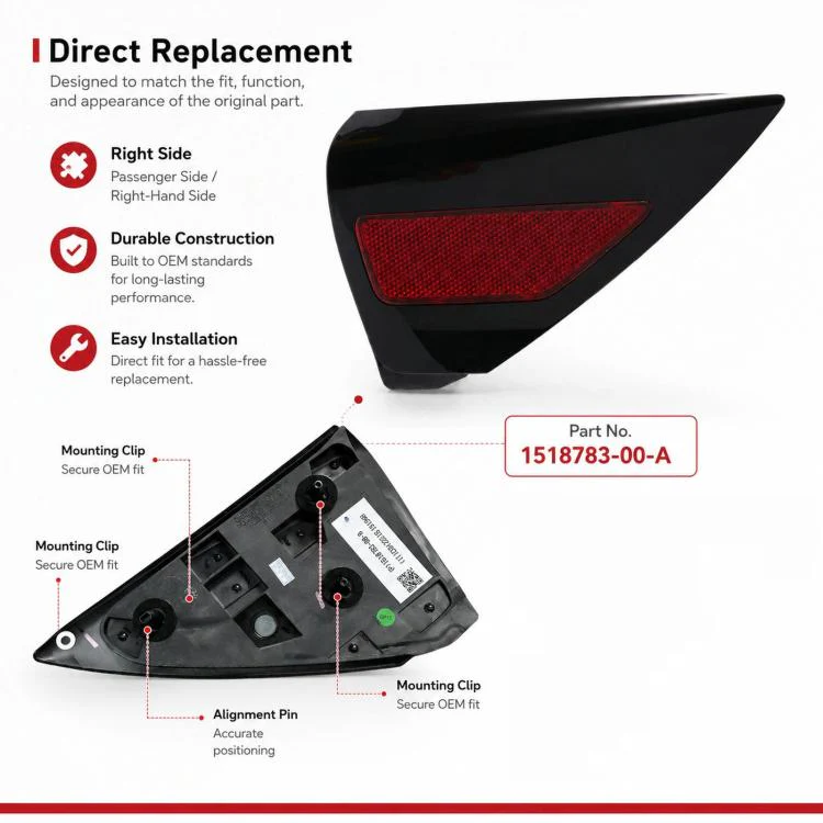 For 2017-2023 Tesla Model 3 / Y Charging Port Cover Taillight Trim Panel 1518783-00-A(Right) - Image 5