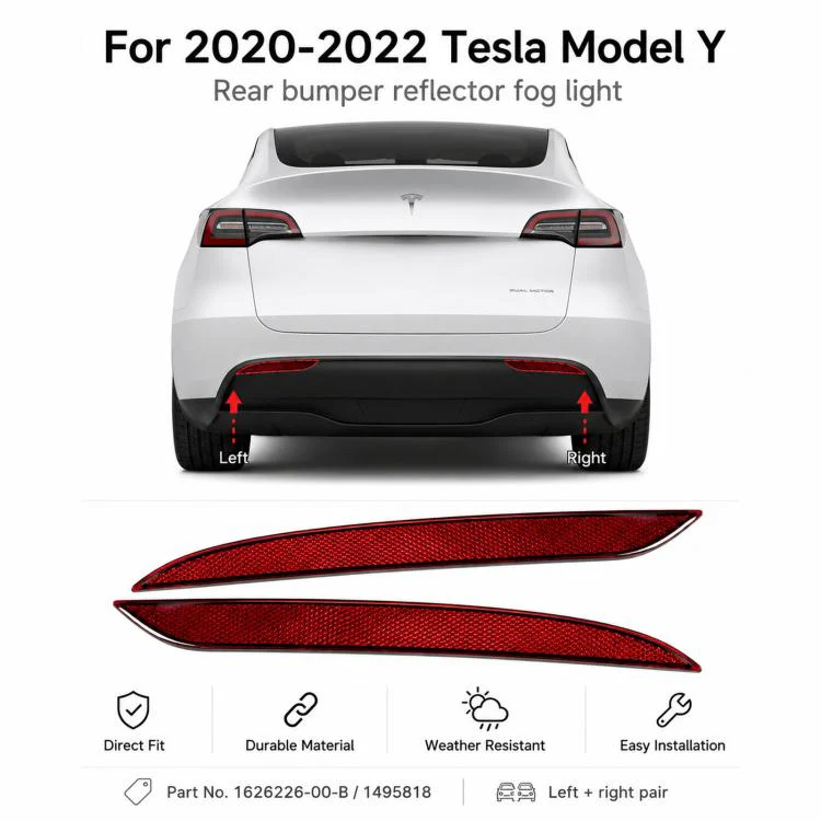For 2020-2022 Tesla Model Y Rear Bumper Fog Lights 1626226-00-B / 1495818(1pair) - Image 4