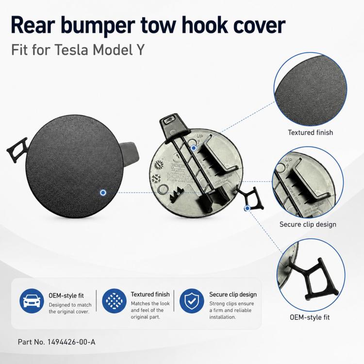 For 2020-2023 Tesla Model Y Rear Bumper Trailer Cover 1494426-00-A - Image 5