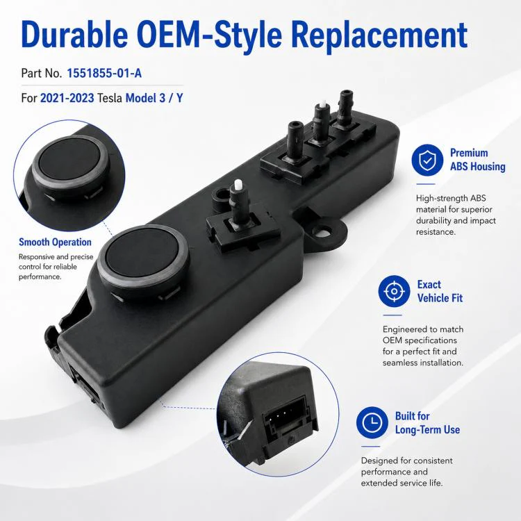 For 2021-2023 Tesla Model 3 / Y Front Seat Adjustment Switch 1551855-01-A(Right) - Image 6