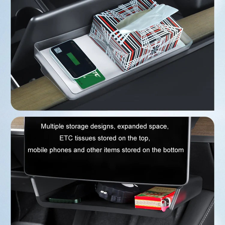 For 2024 Tesla Model 3 Screen Storage Box, Color: Translucent Black + Black - Image 3
