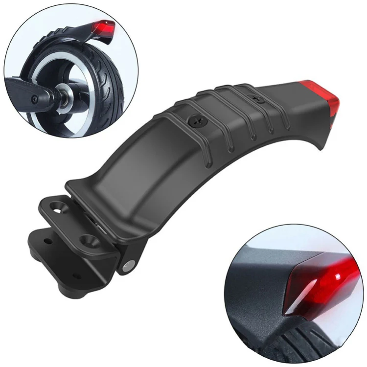 For 5 inch / 5.5 inch / 6.5 inch Electric Scooter Carbon Fiber Aluminum Alloy Rear Fender with LED Tail Light(Black) - Image 6