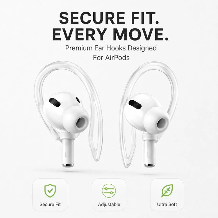 For AirPods 3/2/1 & Pro 3/2/1 XDcase 3 Pairs Soft Rubber Anti-slip Sports Ear Hooks(Black White Transparent) - Image 4