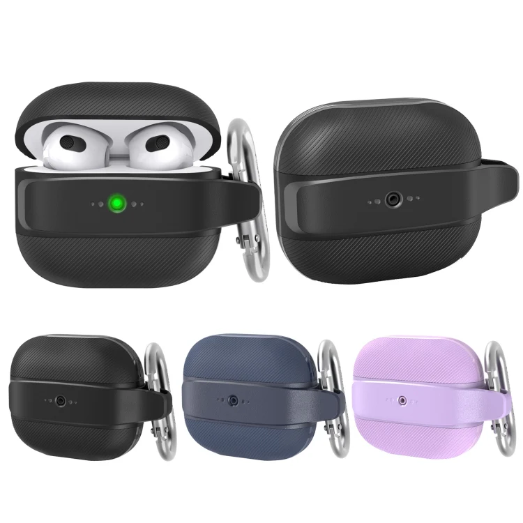 For AirPods 3 AhaStyle PT179 TPU+Silicone Split Protective Case(Black) - Image 2