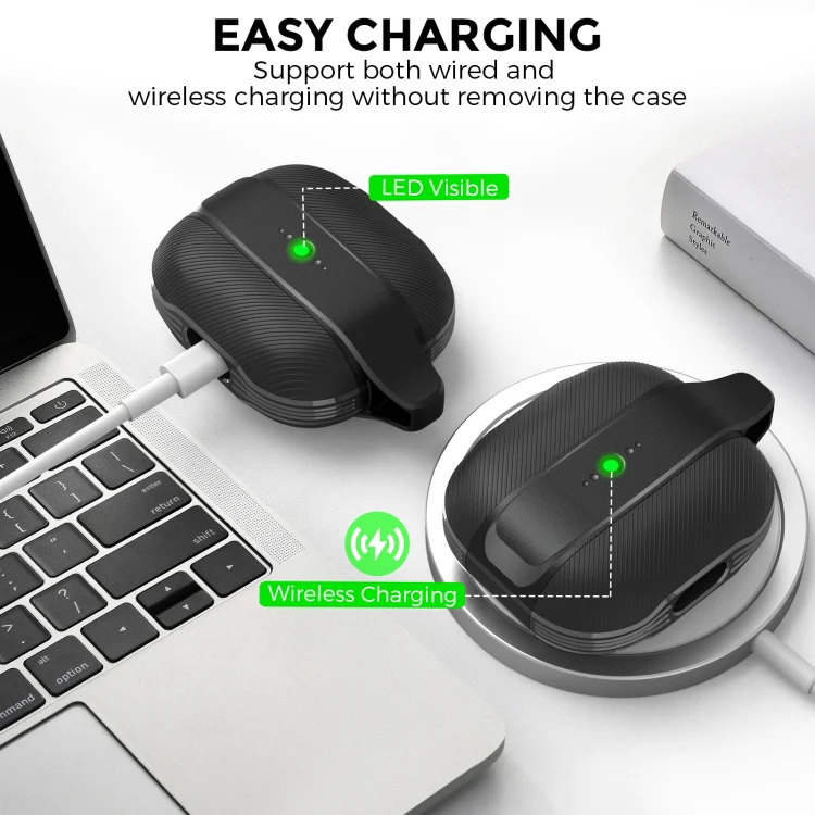 For AirPods 3 AhaStyle PT179 TPU+Silicone Split Protective Case(Black) - Image 4