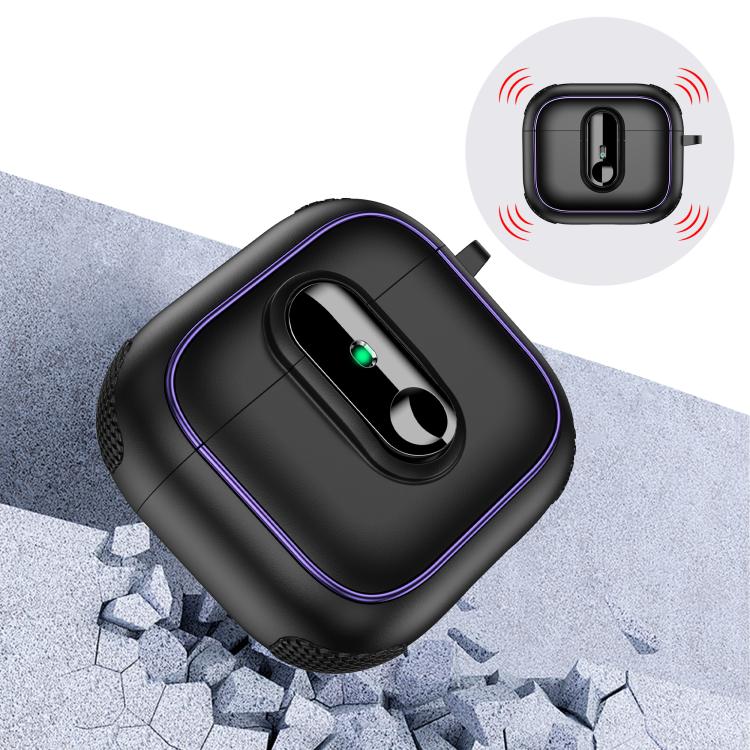 For AirPods 3 Armor Magnetic Wireless Earphones Case with Security Lock(Black Orange) - Image 3