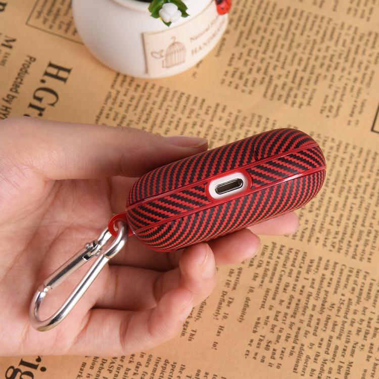 For AirPods 3 Carbon Fibre Texture PU Earbuds Box PC Case with Hook(Blue) - Image 6
