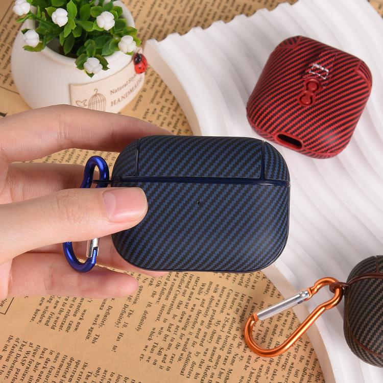 For AirPods 3 Carbon Fibre Texture PU Earbuds Box PC Case with Hook(Brown) - Image 5