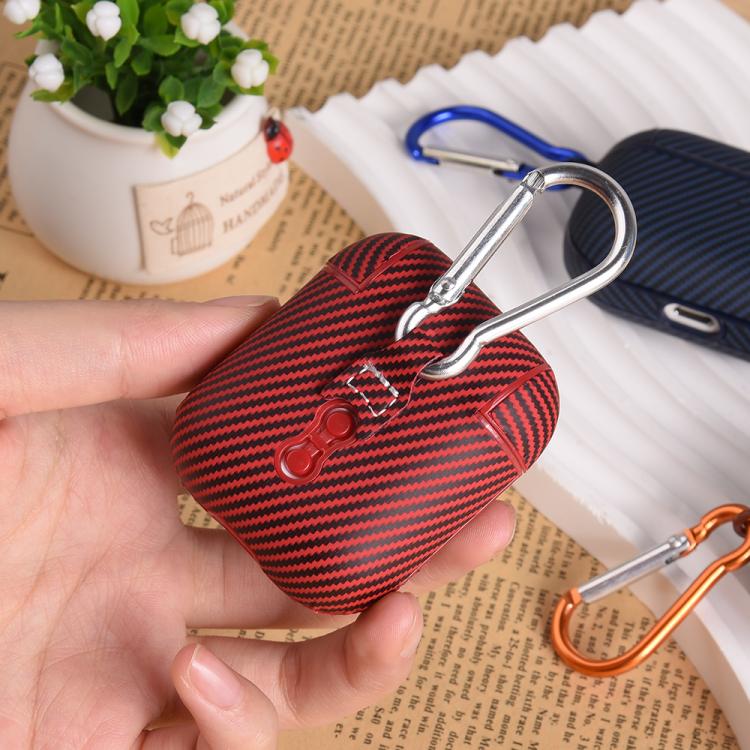 For AirPods 3 Carbon Fibre Texture PU Earbuds Box PC Case with Hook(Brown) - Image 7