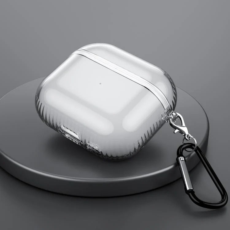 For Airpods 3 Corrugated Shockproof Air-Cushioned Earphone Protective Cover(Transparent Black)