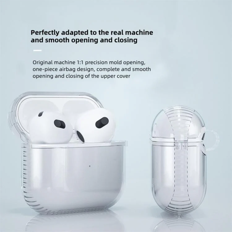 For Airpods 3 Corrugated Shockproof Air-Cushioned Earphone Protective Cover(Transparent Black) - Image 2