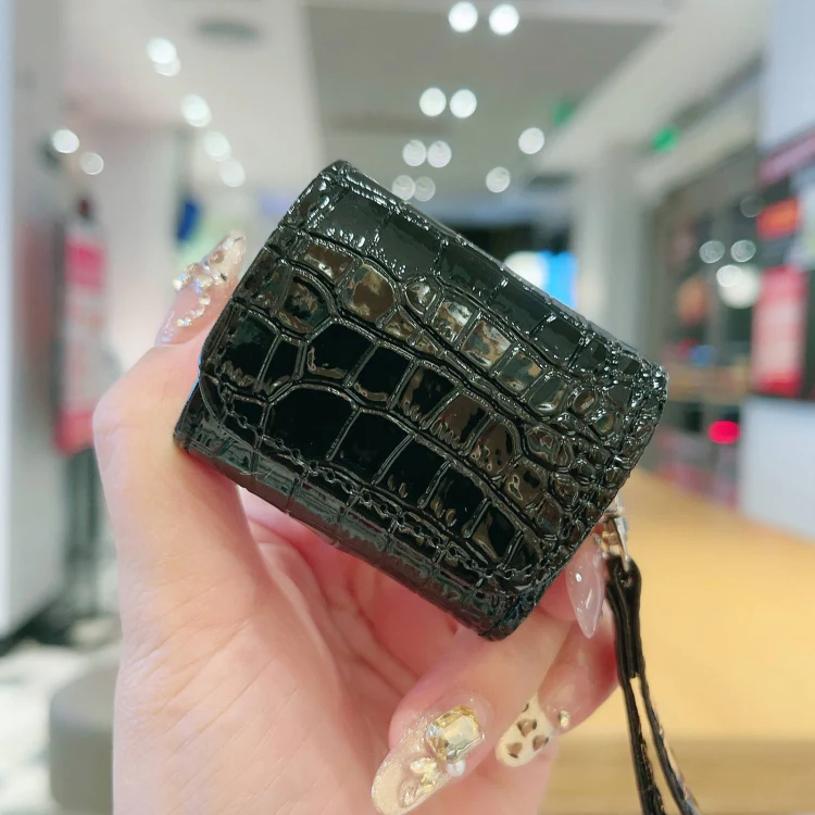 For AirPods 3 Crocodile Texture Earphones Protective Case(Black) - Image 2