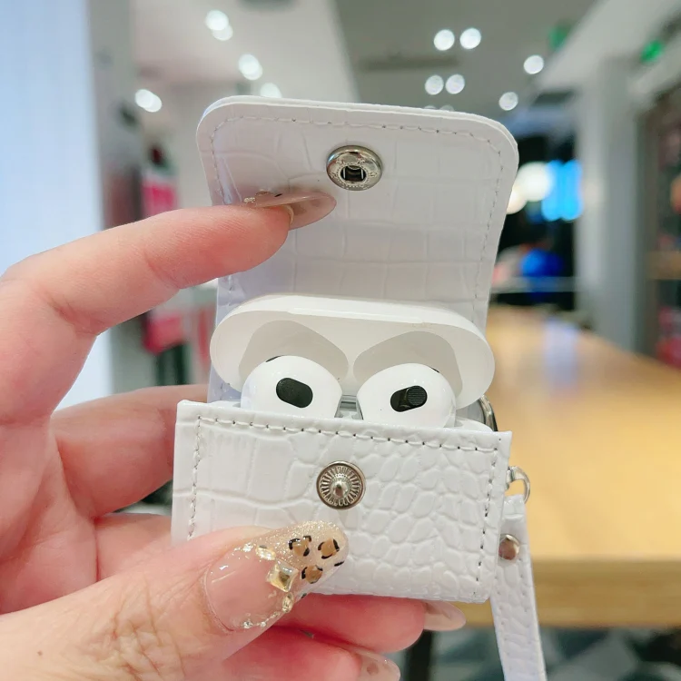 For AirPods 3 Crocodile Texture Earphones Protective Case(White) - Image 3