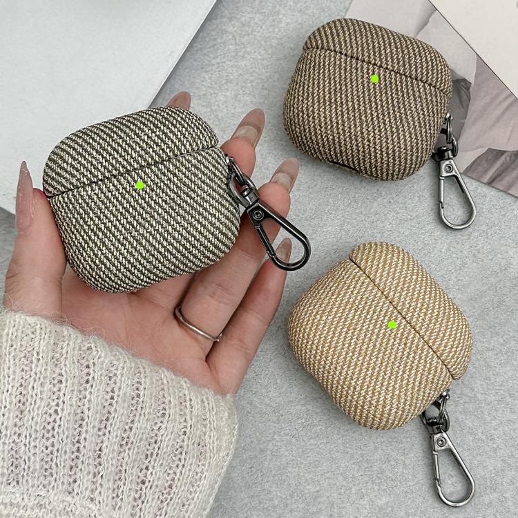 For AirPods 3 Diagonal Striped Leather Bluetooth Earphone Protective Case(Dark Coffee) - Image 5
