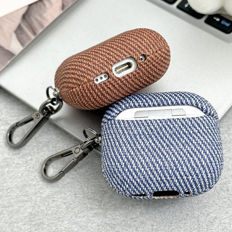 For AirPods 3 Diagonal Striped Leather Bluetooth Earphone Protective Case(Dark Coffee) - Image 6