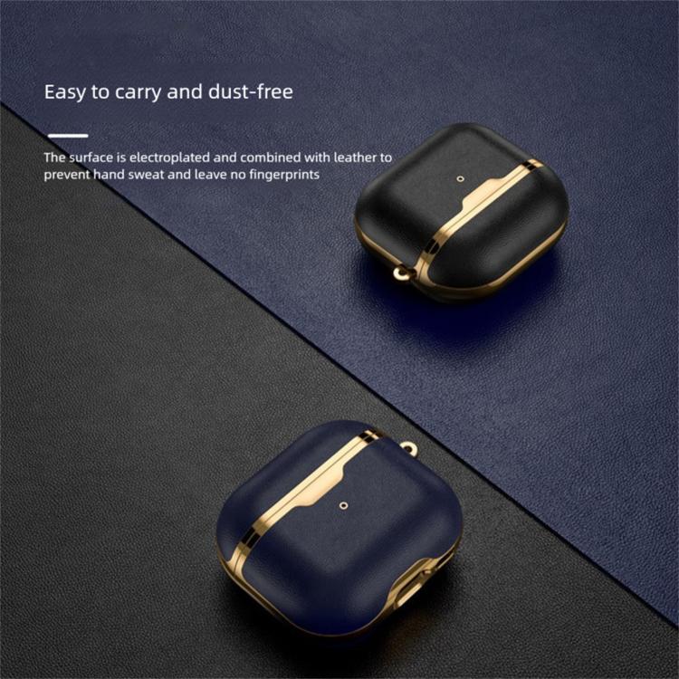 For Airpods 3 Electroplated Leather Shockproof Puleather Protective Case(Gilded Brown) - Image 5