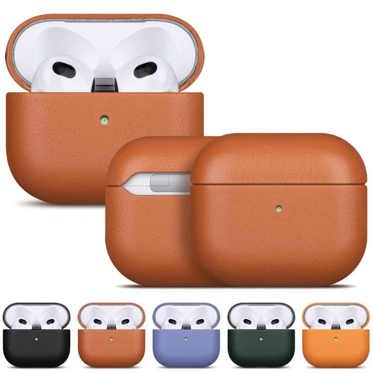 For AirPods 3 Full-grain Genuine Leather Earbuds Protective Case(Fir Green) - Image 3