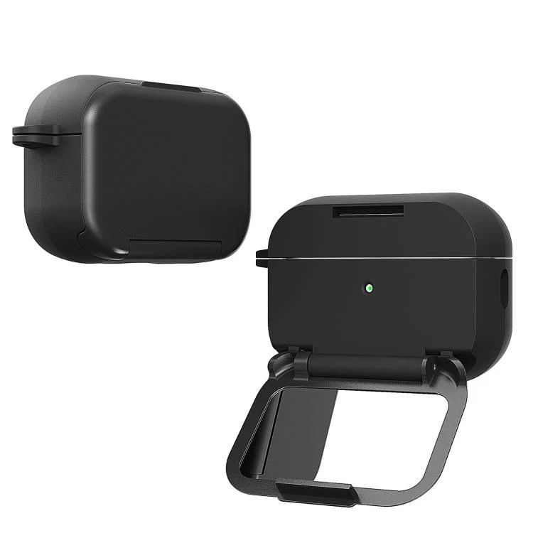 For AirPods 3 Mirror Stand Silicone Earphones Protective Case(Black) - Image 2
