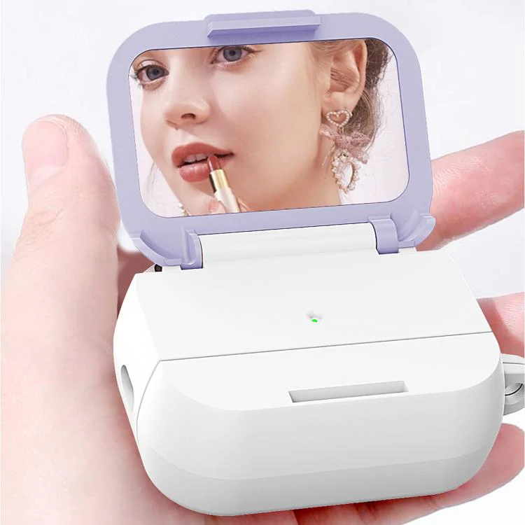 For AirPods 3 Mirror Stand Silicone Earphones Protective Case(Pink) - Image 6